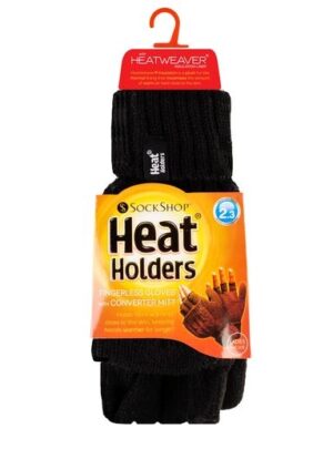 Heat Holder ladies Fingerless Glove with mitten cover.