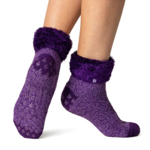 Ladies HH Lounge Grip Sock-Purple 12 1/2-3 1/2