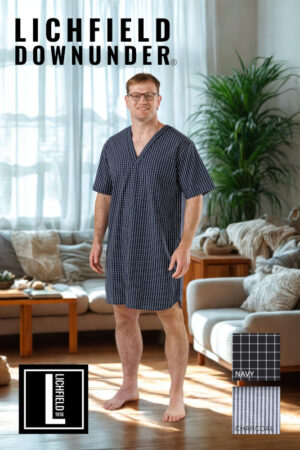 Downunder Cotton Woven Nightshirt-Navy
